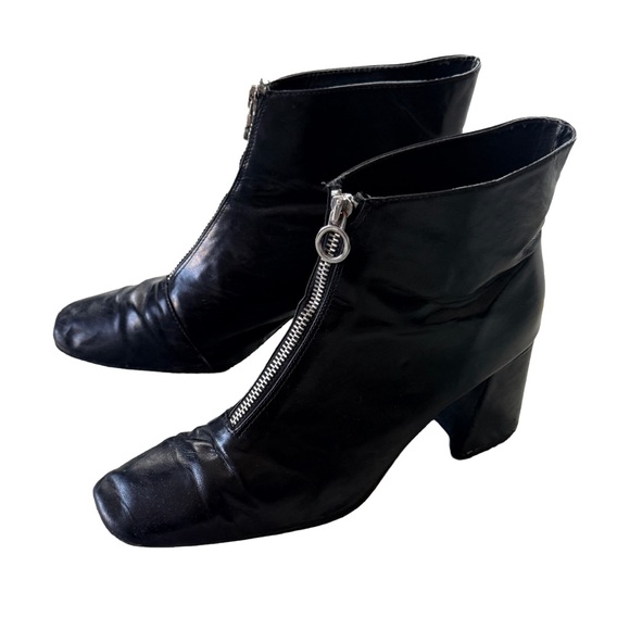 Zara Black Leather Zip Ankle Boots Block Heel – EU 40 – US 9 - Picture 6 of 10